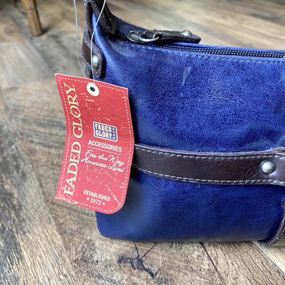 NWT Vintage Y2K Faded Glory Navy Mini Buckle Shoulder Bag - Picture 3 of 11